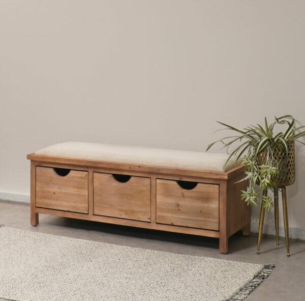 ספסל עץ 3 מגירות