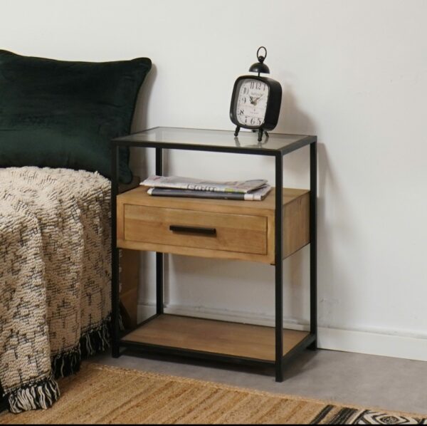 ניו יורק - שידת מגירה וזכוכית - שחור