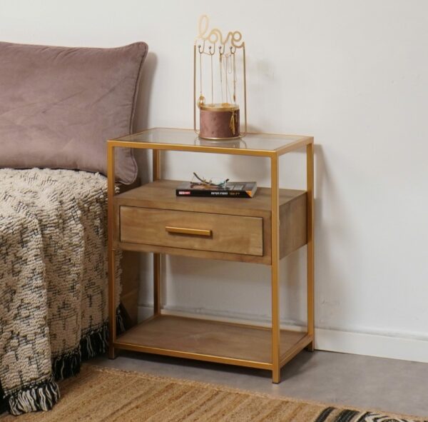 ניו יורק - שידת מגירה וזכוכית - זהב