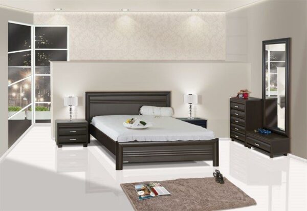 חדר שינה קומפלט מעוצב דגם בשמת הכולל : מיטה זוגית  , 2 שידות , קומודה , ומראה.