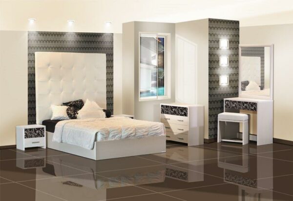 חדר שינה קומפלט מעוצב דגם דרימר הכולל : מיטה זוגית 140/190 , 2 שידות , קומודה , ומראה .