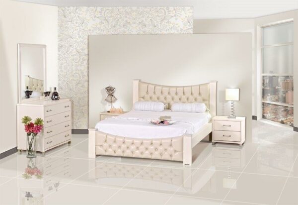 חדר שינה קומפלט מעוצב דגם כוכב הזהב הכולל : מיטה זוגית 140/190 , 2 שידות , קומודה , ומראה .