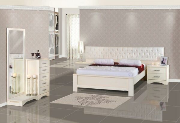 חדר שינה קומפלט מעוצב דגם סייסטה הכולל : מיטה זוגית 140/190 , 2 שידות , קומודה , ומראה .
