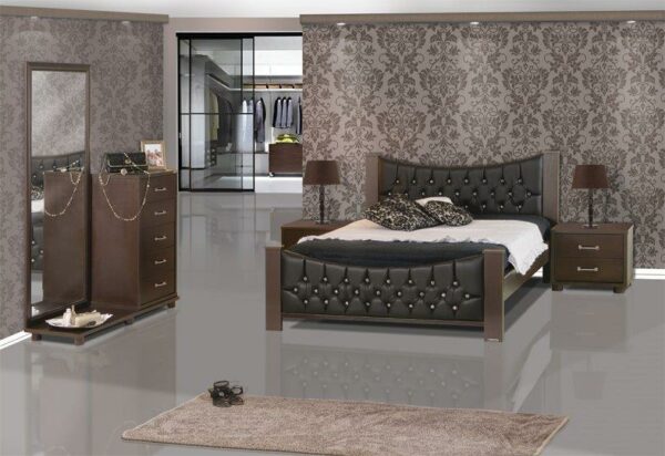 חדר שינה קומפלט מעוצב דגם פרימיום הכולל : מיטה זוגית 140/190 , 2 שידות , קומודה , ומראה .