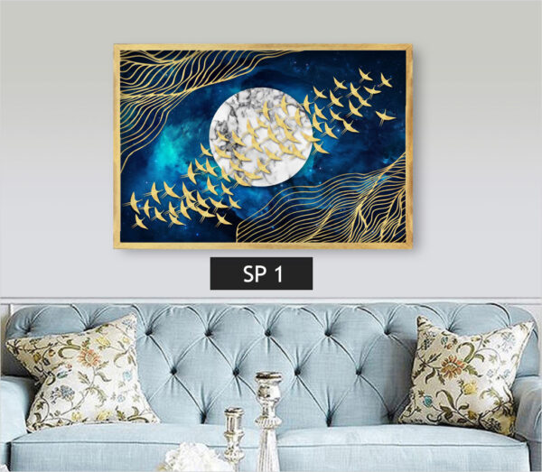 תמונה קנבס עם ציפורים זהב בגלקסיה SP 1