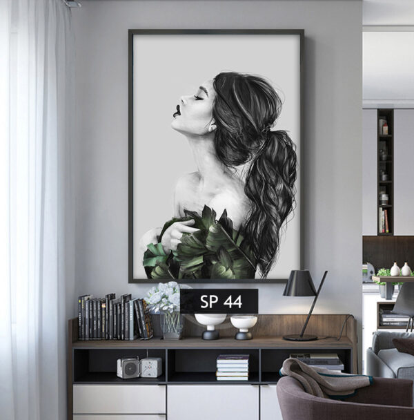 תמונת קנבס אישה עם עלים SP 44