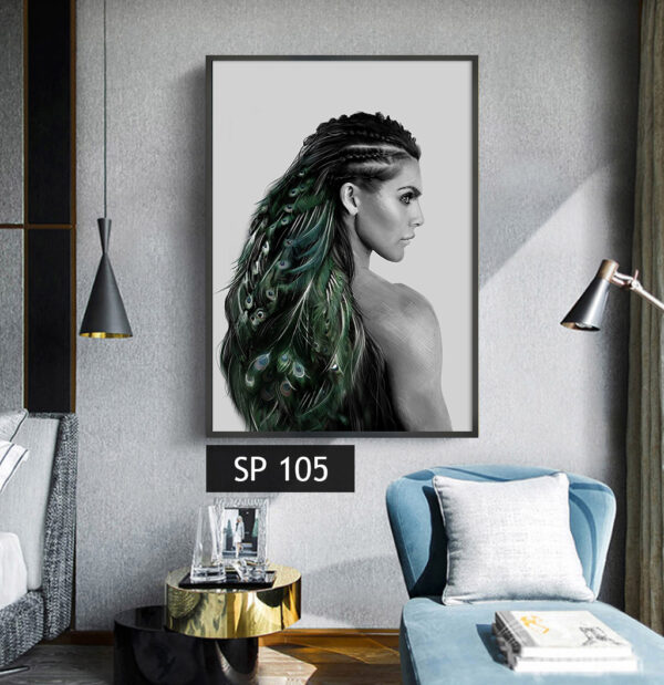 תמונת קנבס אישה עם שיער של טווס SP 105
