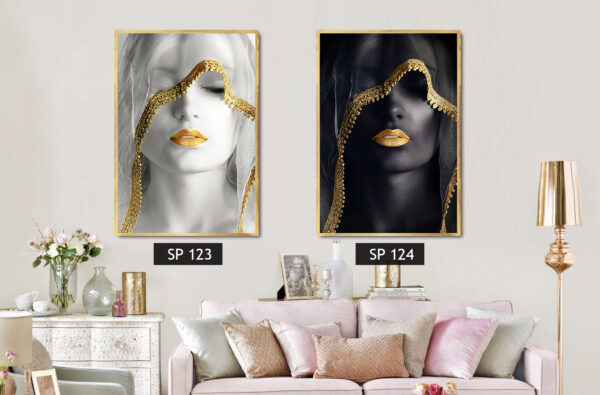 סט 2 תמונות קנבס אישה עם כיסוי שקוף