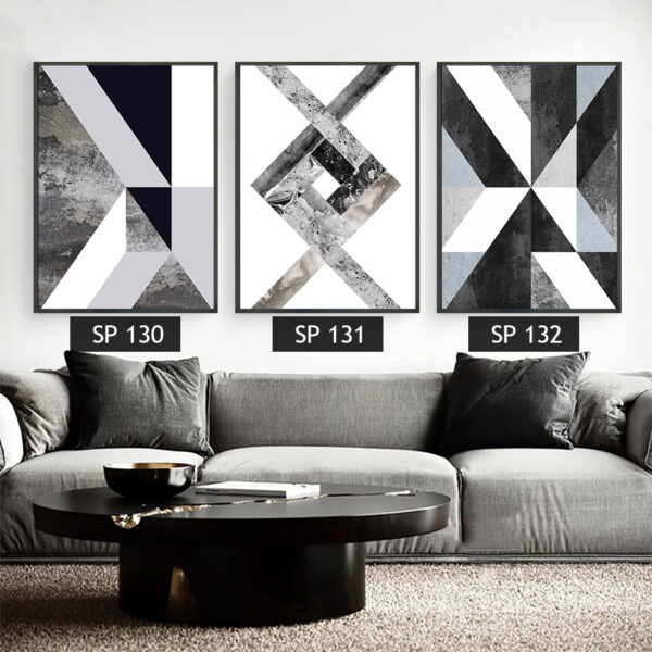סט 3 תמונות קנבס עם צורות וצבעים מיוחדים