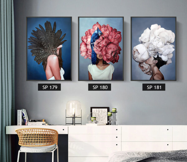 סט 3 תמונות קנבס אישה