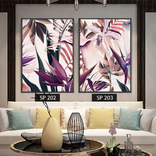 סט 2 תמונות קנבס עלים