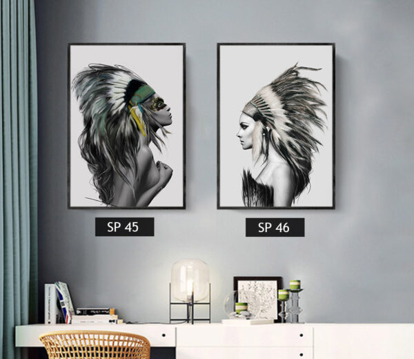 סט 2 תמונות קנבס אישה בשחור לבן