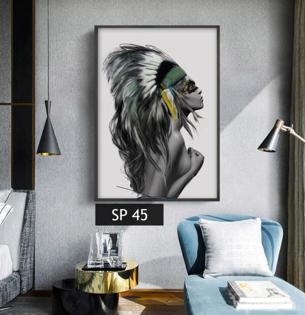 תמונת קנבס אישה בצבעים שחור/לבן/ירוק/צהוב SP 45