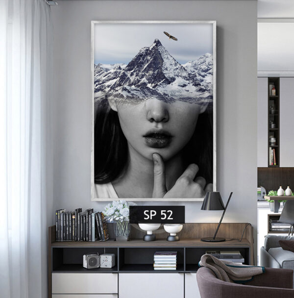 תמונת קנבס אישה עם הרי שלג SP 52