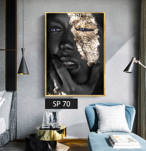 תמונת קנבס אישה בצבע שחור וזהב SP 70