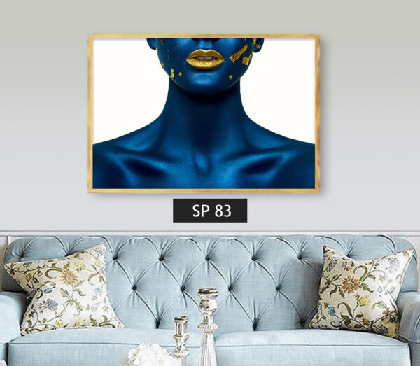 תמונת קנבס אישה כחולה עם נגיעות זהב SP 83