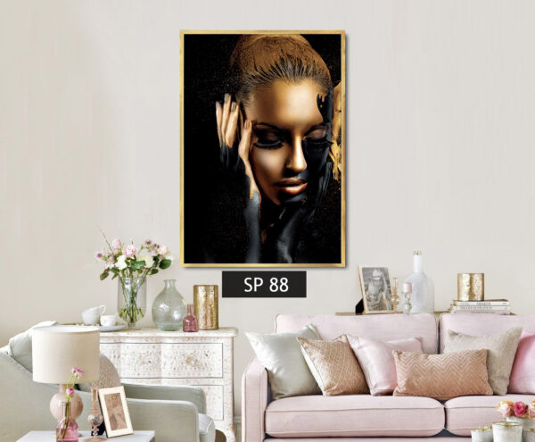 תמונת קנבס אישה בצבעים שחור וזהב SP 88