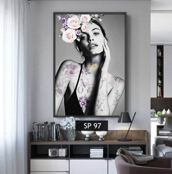 תמונת קנבס אישה עם פרחים צבעוניים SP 97