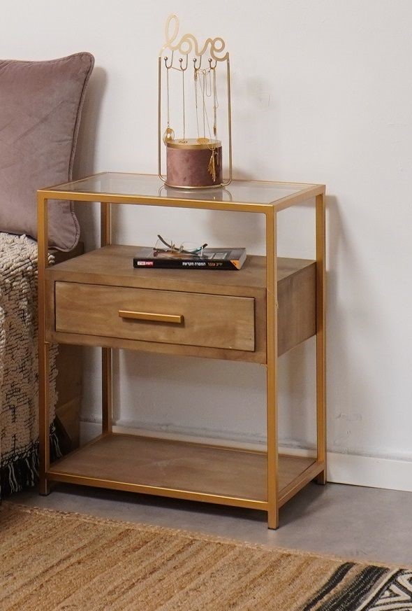 ניו יורק שידת מגירה וזכוכית זהב