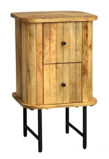 שידה עץ טבעי מנגו 2 מגירות