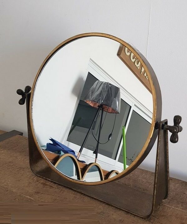 מראה שולחנית עגולה זהב