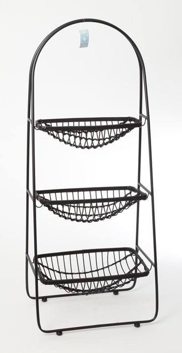 מעמד לירקות מתכת בשילוב במבוק בגודל 45X30X110 בצבע שחור