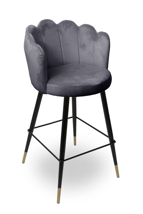 כסא בר דגם קונכיה בצבע אפור במידות 42X53X70