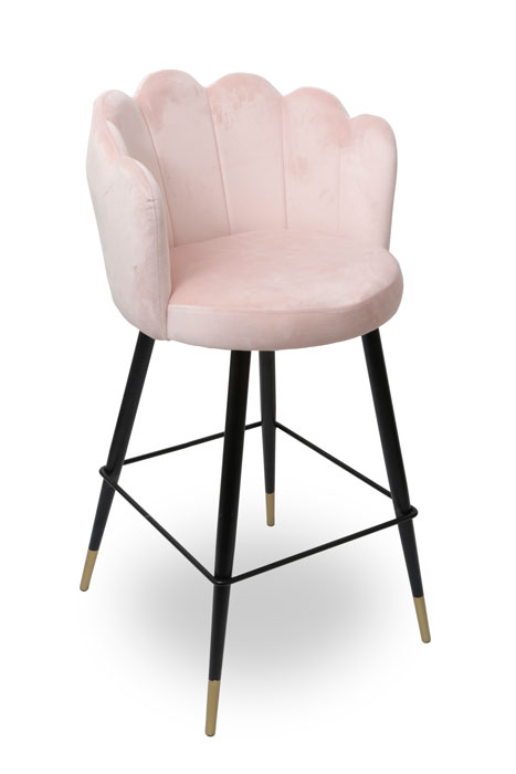 כסא בר דגם קונכיה בצבע ורוד במידות 42X53X70