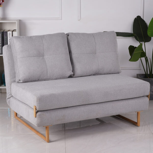 ספה 120 סמ נפתחת למיטה מרופדת בד רחיץ דגם שלי120-אפור בהיר