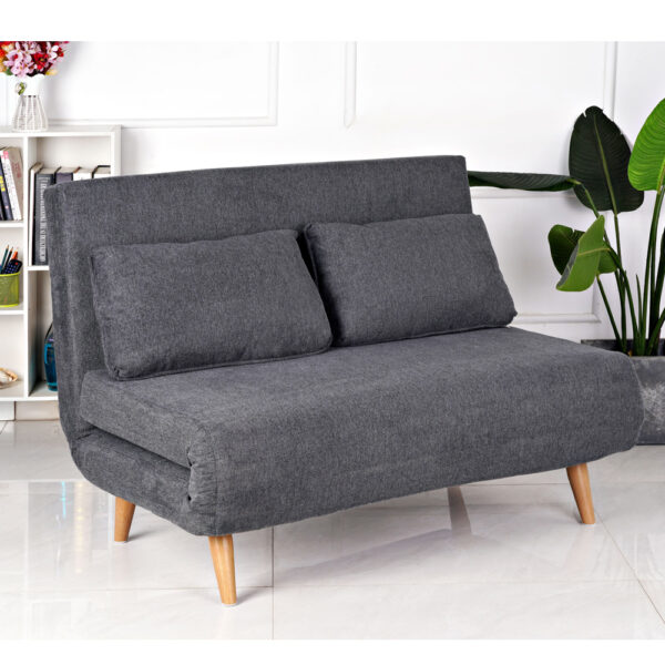 ספה 120 סמ נפתחת למיטה מרופדת בד רחיץ דגם רומי-אפור