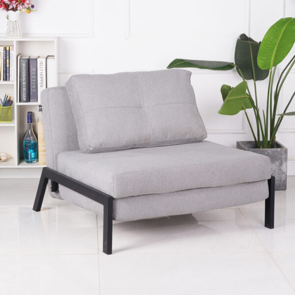 כורסא נפתחת למיטה מרופדת בד רחיץ דגם עינב– אפור בהיר