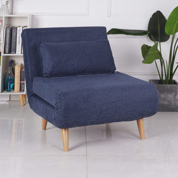 כורסא נפתחת למיטה מרופדת בד רחיץ דגם אורי-כחול