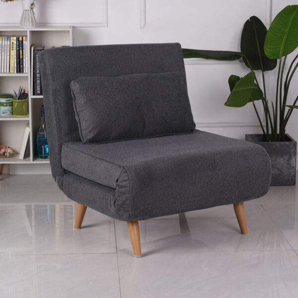 כורסא נפתחת למיטה מרופדת בד רחיץ דגם אורי-אפור