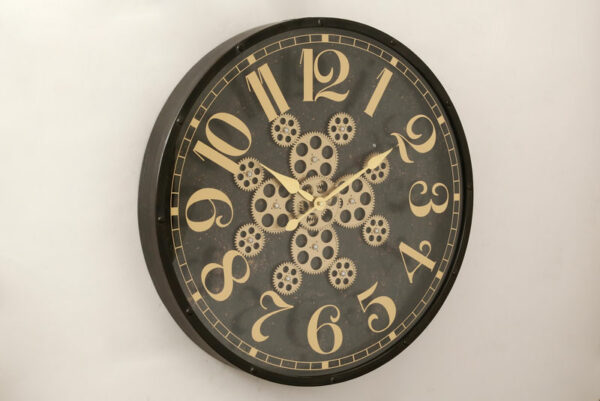 שעון קיר FONTAINE בצבע שחור זהב במידות 60X60X7.5