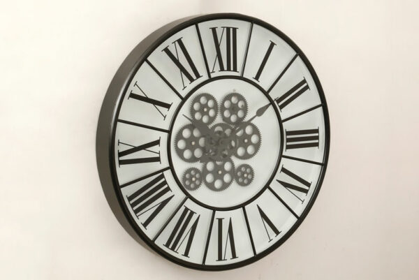 שעון קיר FONTAINE בצבע שחור לבן במידות 60X60X7.5