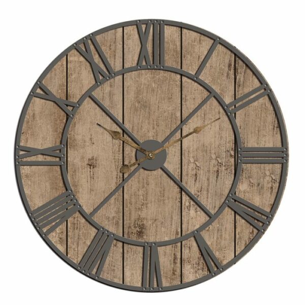שעון קיר עץ + מתכת MANLOLAL בגודל 80X80X5