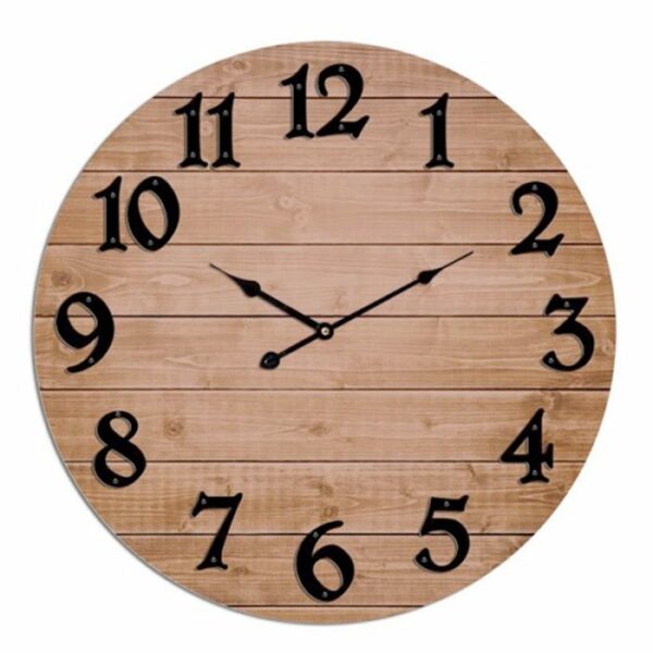שעון קיר עץ MANLOLAL בגודל 80X80X5
