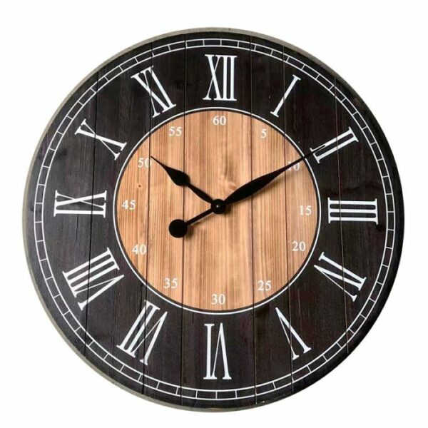 שעון קיר עץ MANLOLAL בגודל 80X80X5