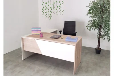 שולחן משרדי עם שלוחה 160 ס``מ דגם לוקה צבע עץ בהיר