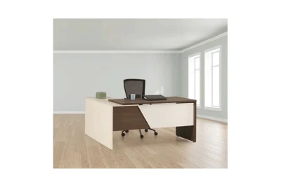 שולחן משרדי עם שלוחה 160 ס``מ דגם לוקה צבע עץ כהה