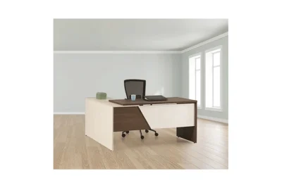 שולחן משרדי עם שלוחה 180 ס``מ דגם לוקה צבע עץ כהה