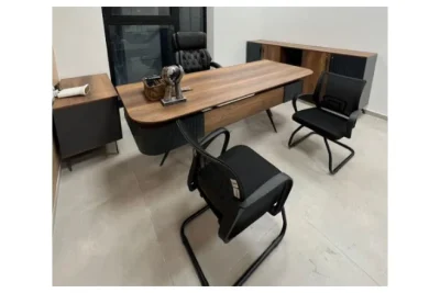 שולחן מנהל יוקרתי 220 ס``מ שמיר צבע עץ כהה