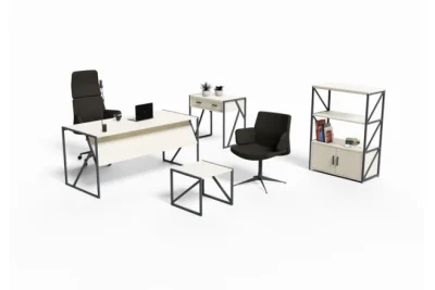 שולחן משרדי מעוצב רוחב 160 ס``מ דגם מגי צבע לבן