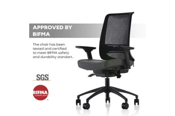 כסא משרדי גב רשת MERKUR 100PA שחור