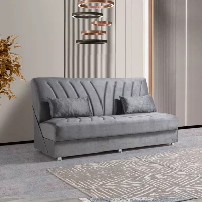 ספה מעוצבת נפתחת למיטה רחבה עם ארגז מצעים דגם מגי-שחור/אפור