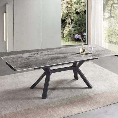 שולחן אוכל קרמיקה עם רגלי ברזל דגם דאובר