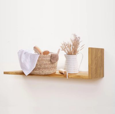 מדף צף בצורה ר עץ מלא