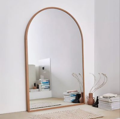 מראה חצי מעוגלת גוף עץ