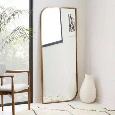 מראה מלבנית פינה מעוגלת עץ טבעי