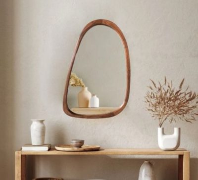 מראת עץ אגוז אמורפית